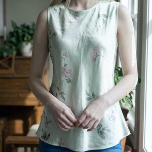Jones New York Floral Satin Sleeveless Top